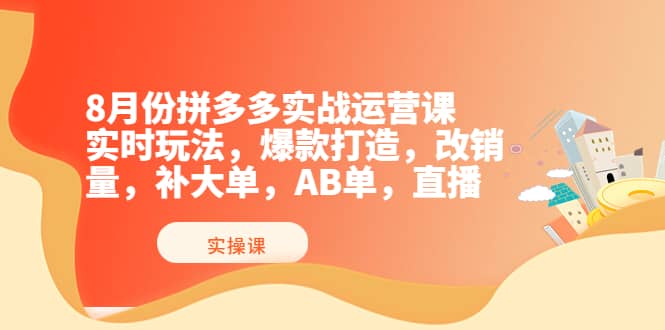8月份拼多多实战运营课,实时玩法,爆款打造,改销量,补大单,AB单,直播六月网创-网创项目资源站-副业项目-创业项目-搞钱项目六月网创