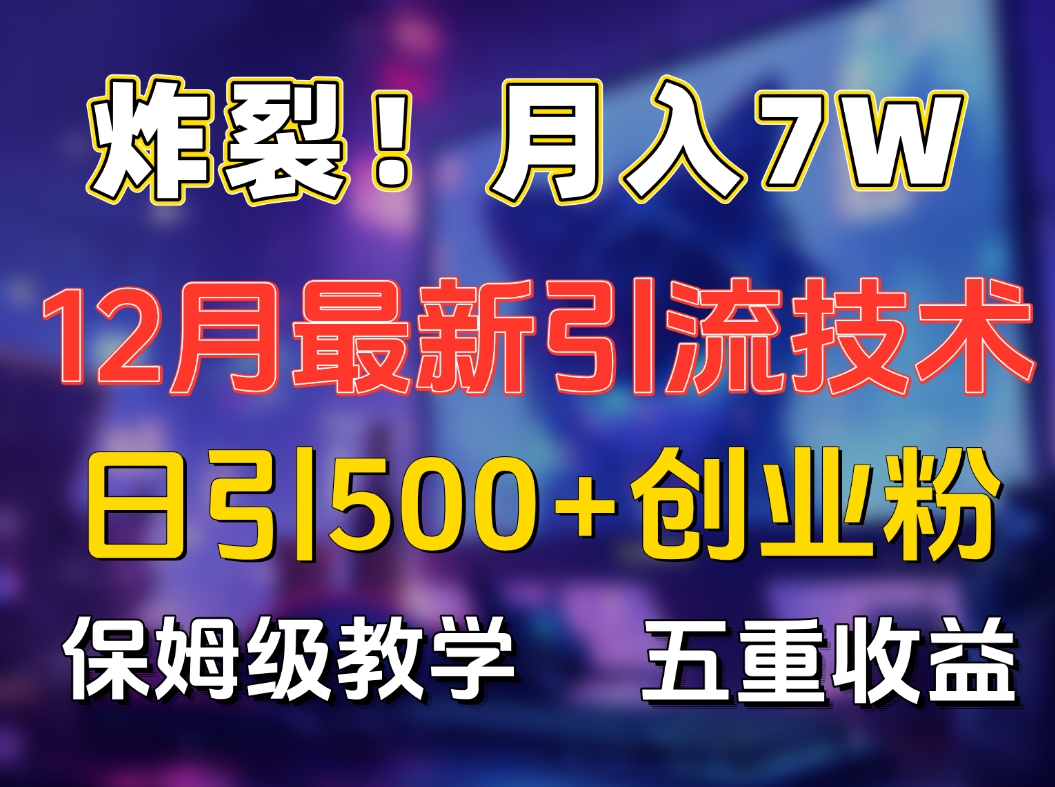 炸裂!月入7W+揭秘12月最新日引流500+精准创业粉,多重收益保姆级教学六月网创-网创项目资源站-副业项目-创业项目-搞钱项目六月网创