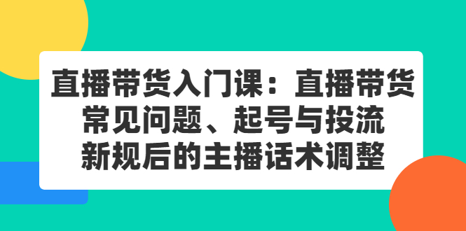 直播带货入门课：直播带货常见问题、起号与投流、新规后的主播话术调整六月网创-网创项目资源站-副业项目-创业项目-搞钱项目六月网创