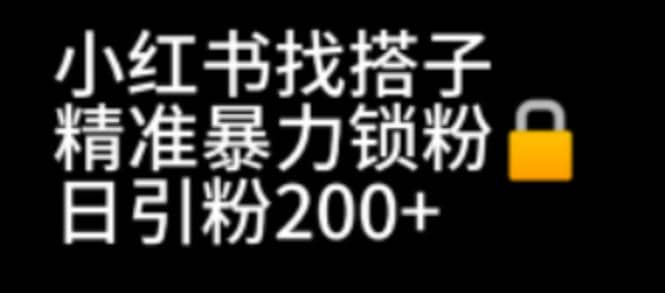 小红书找搭子暴力精准锁粉+引流日引200+精准粉六月网创-网创项目资源站-副业项目-创业项目-搞钱项目六月网创