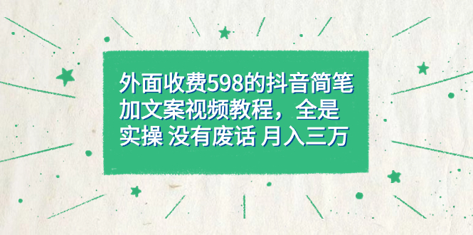 外面收费598抖音简笔加文案教程,全是实操 没有废话 月入三万(教程+资料)六月网创-网创项目资源站-副业项目-创业项目-搞钱项目六月网创