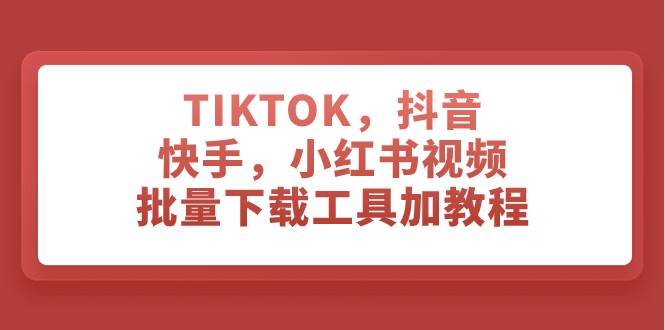 TIKTOK，抖音，快手，小红书视频批量下载工具加教程六月网创-网创项目资源站-副业项目-创业项目-搞钱项目六月网创