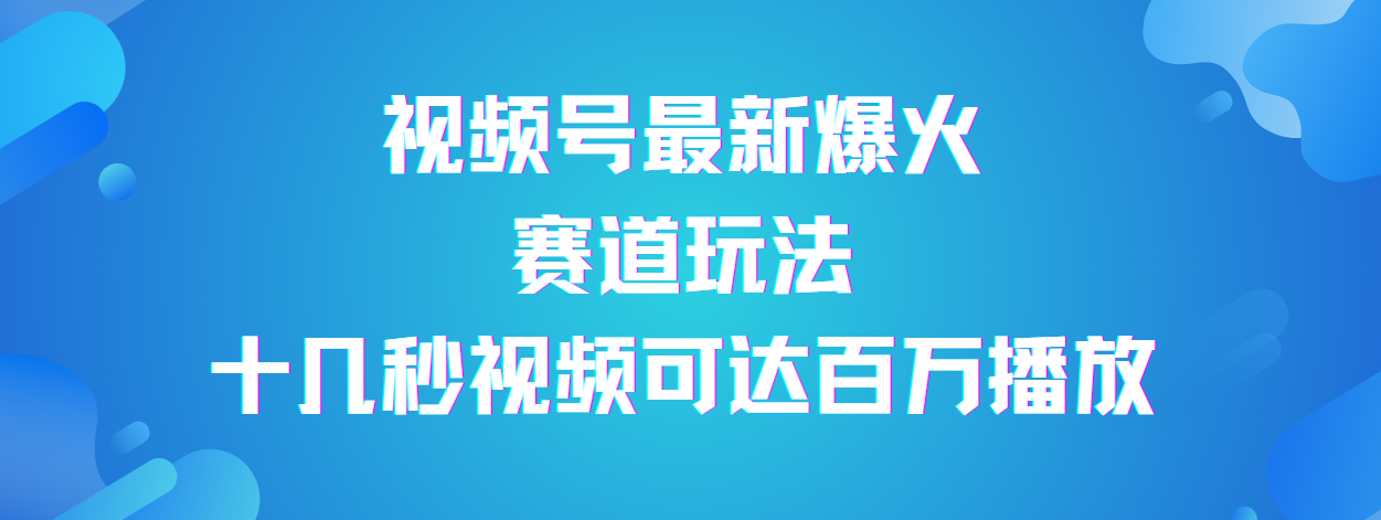 视频号最新爆火赛道玩法,流量巨大,视频制作简单,轻松月入数万六月网创-网创项目资源站-副业项目-创业项目-搞钱项目六月网创
