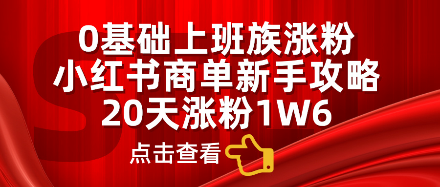 小红书商单新手攻略,20天涨粉1.6w,0基础上班族涨粉六月网创-网创项目资源站-副业项目-创业项目-搞钱项目六月网创