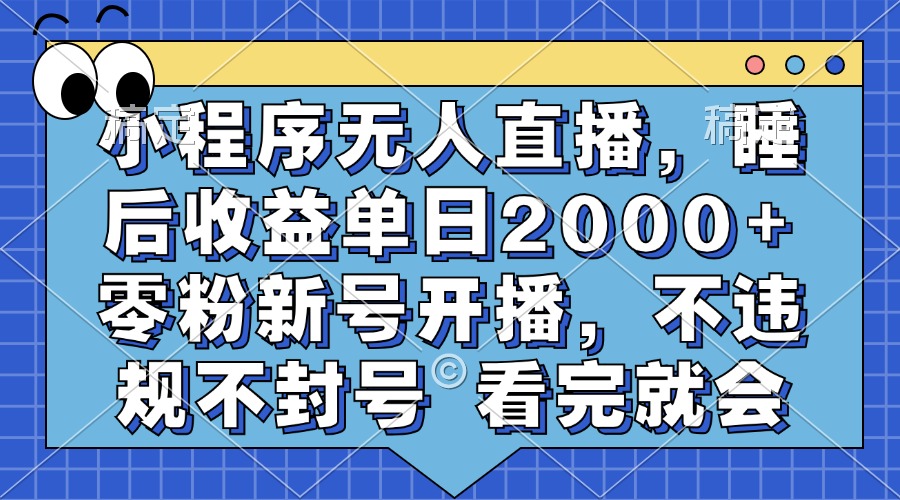 小程序无人直播,睡后收益单日2000+ 零粉新号开播,不违规不封号 看完就会六月网创-网创项目资源站-副业项目-创业项目-搞钱项目六月网创