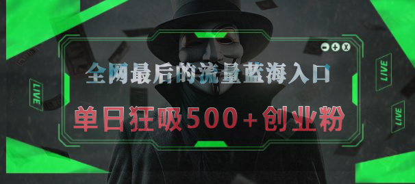 全网最后的流量蓝海入口,半小时引流50+创业粉,单日狂吸500+创业粉六月网创-网创项目资源站-副业项目-创业项目-搞钱项目六月网创