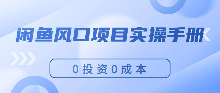 闲鱼风口项目实操手册，0投资0成本，让你做到，月入过万，新手可做六月网创-网创项目资源站-副业项目-创业项目-搞钱项目六月网创