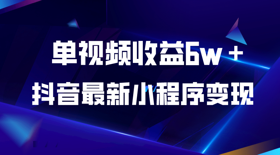 抖音最新小程序变现项目，单视频收益6w＋六月网创-网创项目资源站-副业项目-创业项目-搞钱项目六月网创
