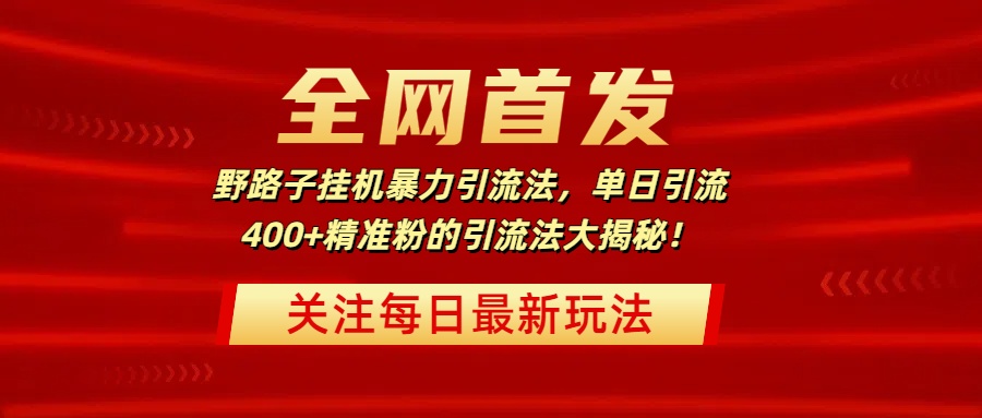全网首发,野路子挂机暴力引流法,单日引流400+精准粉的引流法大揭秘!六月网创-网创项目资源站-副业项目-创业项目-搞钱项目六月网创
