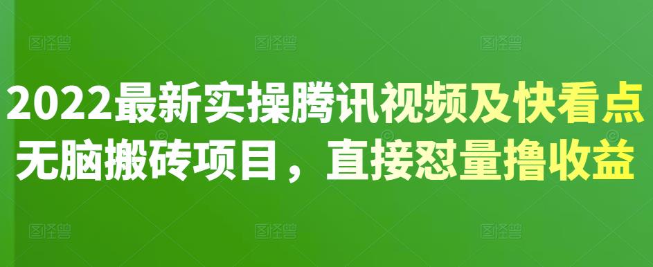 2022最新实操腾讯视频及快看点无脑搬砖项目，直接怼量撸收益六月网创-网创项目资源站-副业项目-创业项目-搞钱项目六月网创