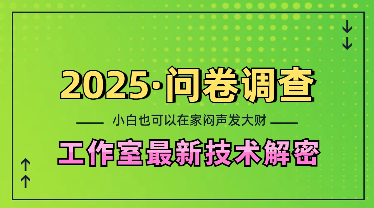2025《问卷调查》最新工作室技术解密:一个人在家也可以闷声发大财,小白一天200+,可矩阵放大六月网创-网创项目资源站-副业项目-创业项目-搞钱项目六月网创
