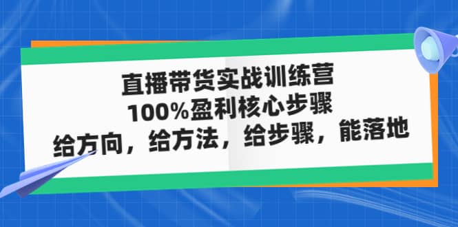 直播带货实战训练营：100%盈利核心步骤，给方向，给方法，给步骤，能落地六月网创-网创项目资源站-副业项目-创业项目-搞钱项目六月网创