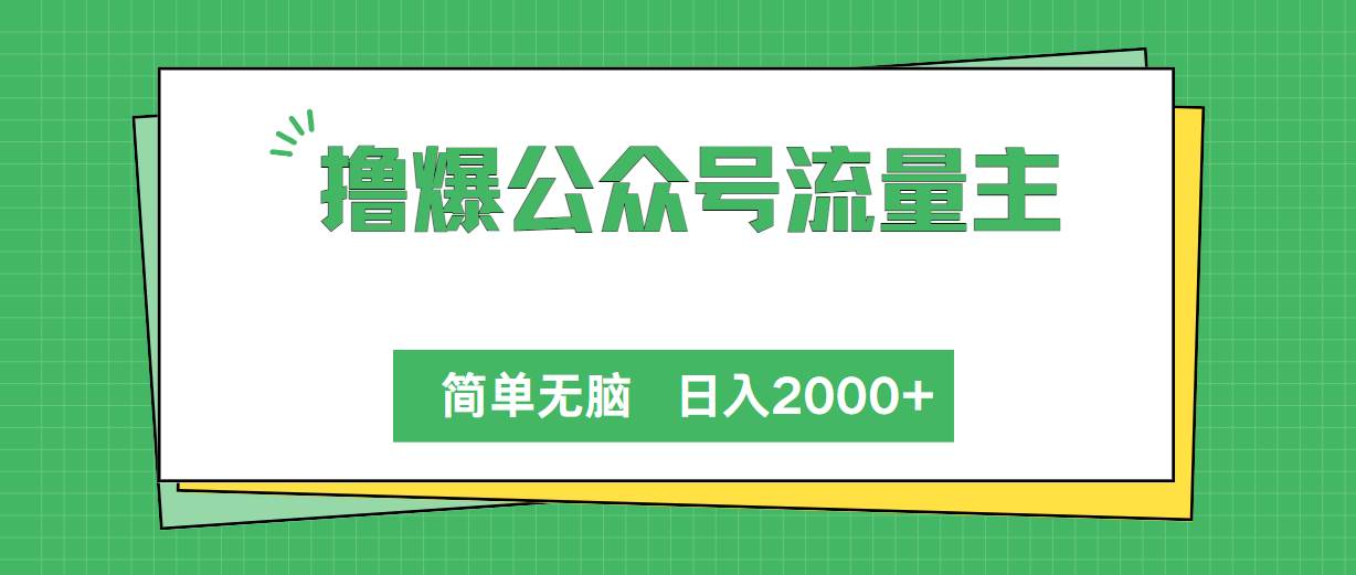 撸爆公众号流量主，简单无脑，单日变现2000+六月网创-网创项目资源站-副业项目-创业项目-搞钱项目六月网创