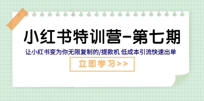 小红书特训营-第七期 让小红书变为你无限复制的/提款机 低成本引流快速出单六月网创-网创项目资源站-副业项目-创业项目-搞钱项目六月网创