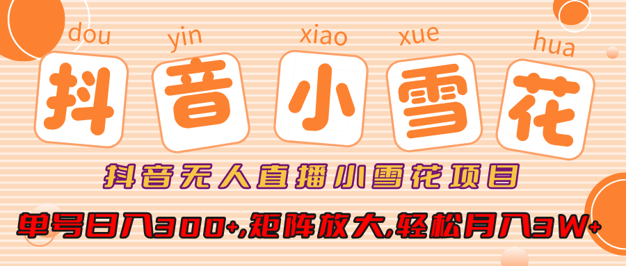 抖音无人直播,小雪花项目,单号日入300+,矩阵放大,轻松月入3W+六月网创-网创项目资源站-副业项目-创业项目-搞钱项目六月网创