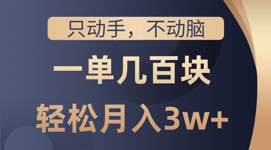 只动手不动脑，一单几百块，轻松月入3w+，看完就能直接操作，详细教程六月网创-网创项目资源站-副业项目-创业项目-搞钱项目六月网创