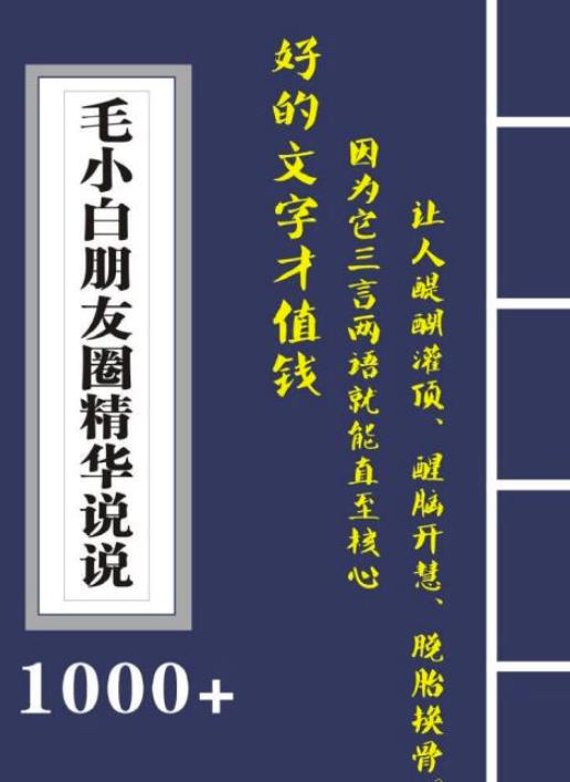 毛小白内容合集《朋友圈说说精华1000+》好的文字才值钱(第1部+2部)六月网创-网创项目资源站-副业项目-创业项目-搞钱项目六月网创