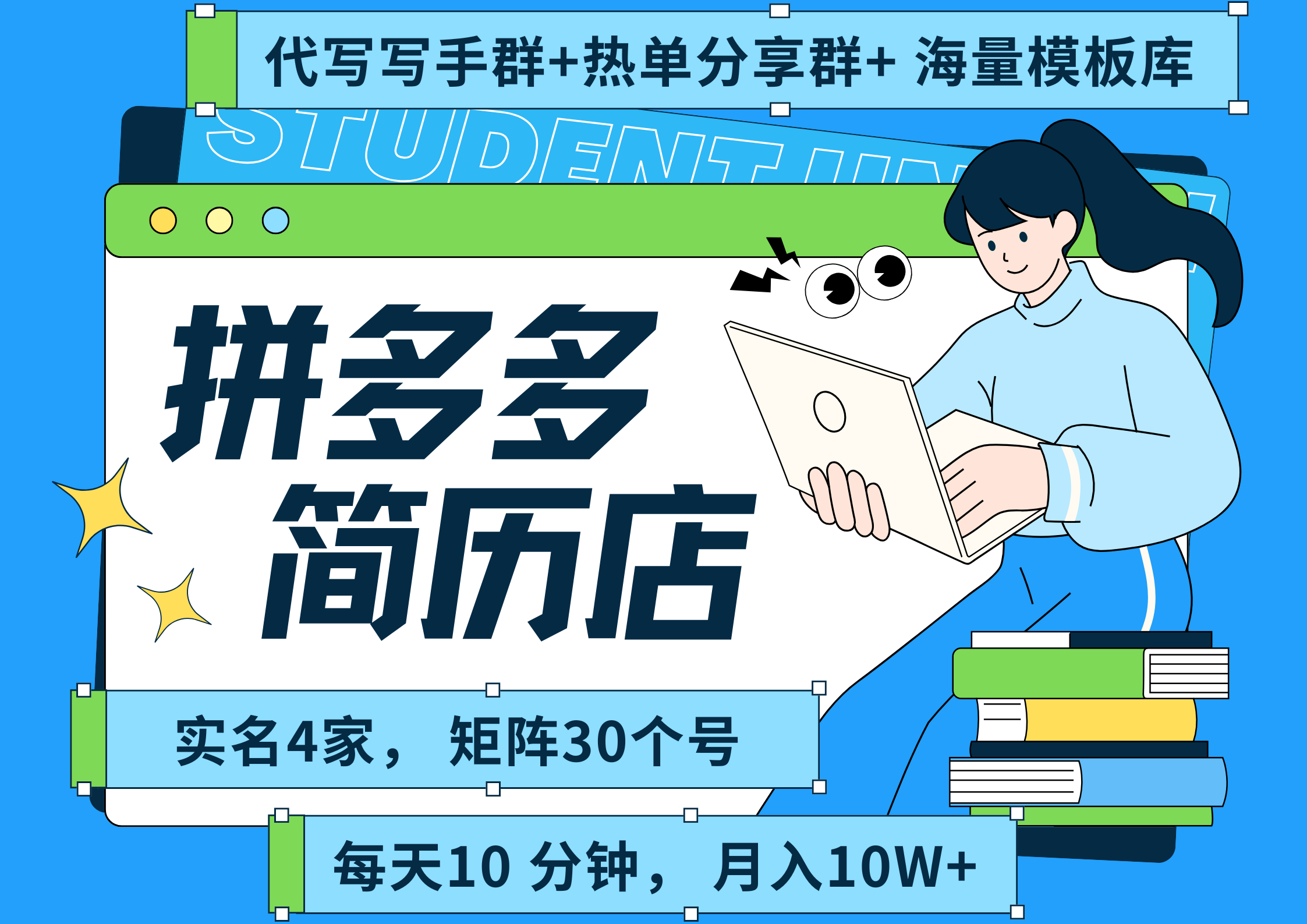 拼多多 虚拟资料 简历 海报代写 全SOP流程 毫无保留分享(含后端资料以及代写渠道)每天十分钟 每人实名四个店  矩阵30个账号  轻轻松松 月入10W六月网创-网创项目资源站-副业项目-创业项目-搞钱项目六月网创