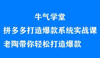 牛气学堂拼多多打造爆款系统实战课，老陶带你轻松打造爆款六月网创-网创项目资源站-副业项目-创业项目-搞钱项目六月网创
