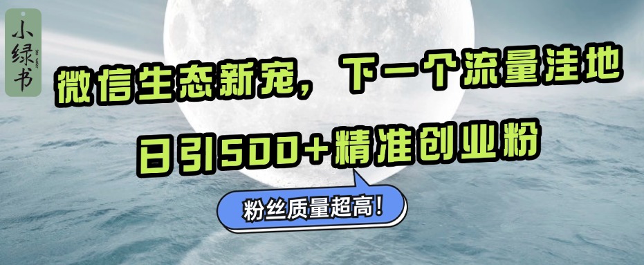 微信生态新宠小绿书:下一个流量洼地,粉丝质量超高,日引500+精准创业粉,六月网创-网创项目资源站-副业项目-创业项目-搞钱项目六月网创