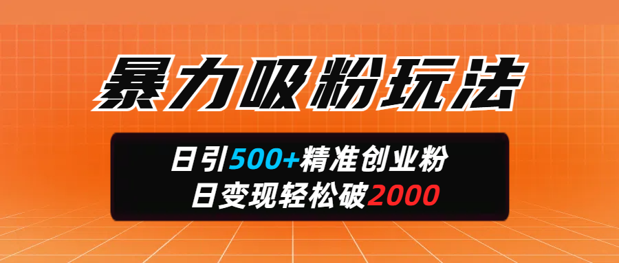 暴力吸粉玩法,日引500+精准创业粉,日变现轻松破2000六月网创-网创项目资源站-副业项目-创业项目-搞钱项目六月网创