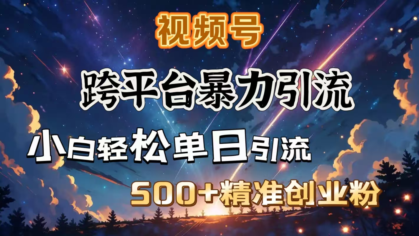 视频号跨平台暴力引流,小白轻松单日引流500+精准创业粉六月网创-网创项目资源站-副业项目-创业项目-搞钱项目六月网创