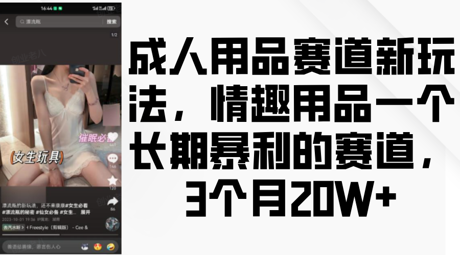情趣用品一个长期暴利的赛道,成人用品赛道新玩法,3个月20W+六月网创-网创项目资源站-副业项目-创业项目-搞钱项目六月网创