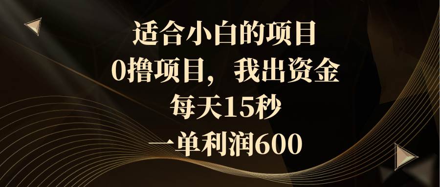 适合小白的项目，0撸项目，我出资金，每天15秒，一单利润600六月网创-网创项目资源站-副业项目-创业项目-搞钱项目六月网创