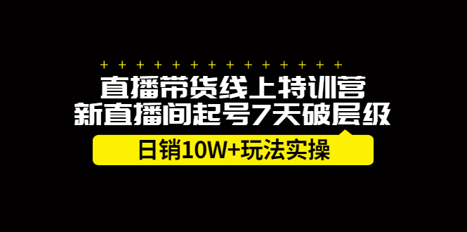 直播带货线上特训营,新直播间起号7天破层级日销10万玩法实操六月网创-网创项目资源站-副业项目-创业项目-搞钱项目六月网创