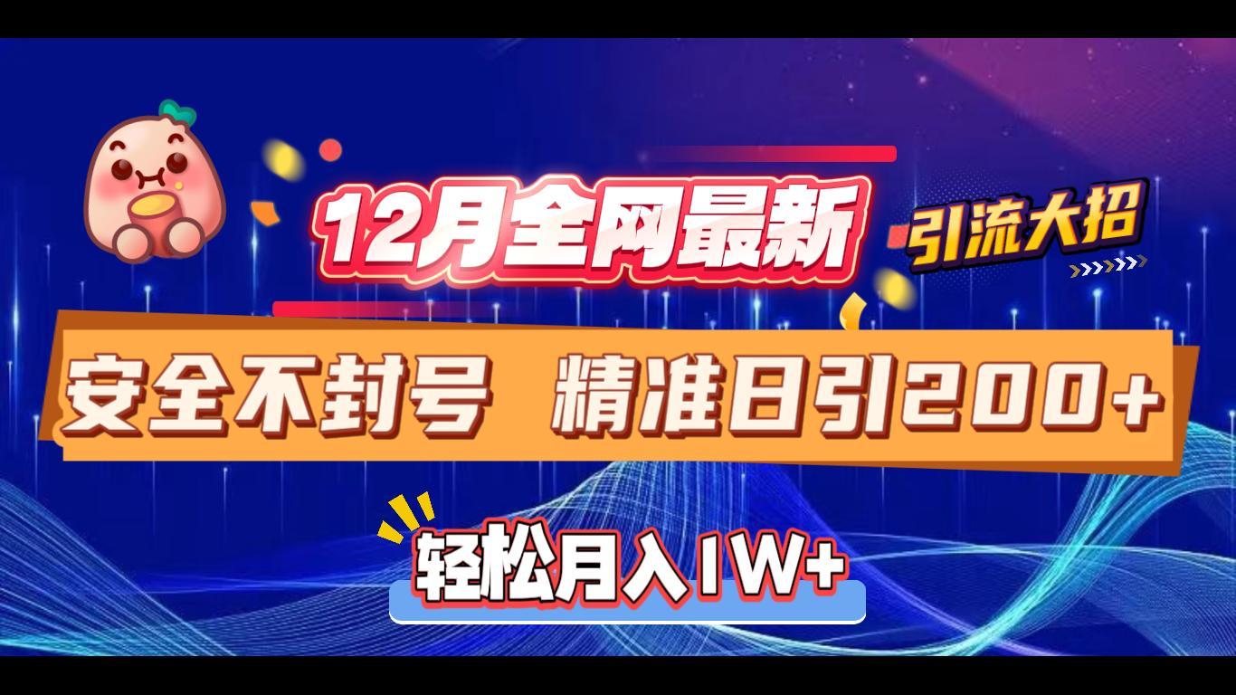 12月全网最新引流大招 安全不封号 日引精准粉200+六月网创-网创项目资源站-副业项目-创业项目-搞钱项目六月网创