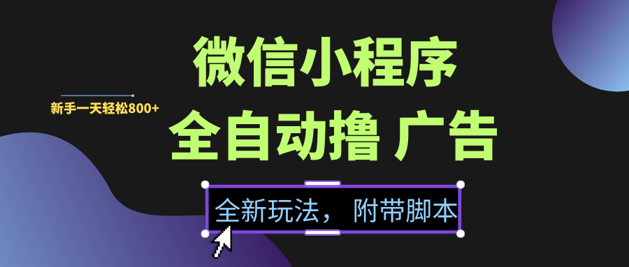 微信小程序挂机撸广告,全新玩法,新手一天轻松800+【附带脚本】六月网创-网创项目资源站-副业项目-创业项目-搞钱项目六月网创