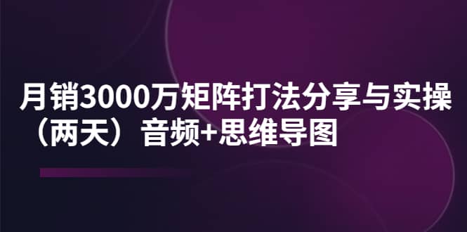 某线下培训:月销3000万矩阵打法分享与实操(两天)音频+思维导图六月网创-网创项目资源站-副业项目-创业项目-搞钱项目六月网创