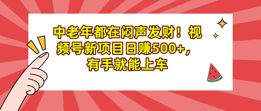 中老年都在闷声发财!视频号新项目日赚500+,有手就能上车六月网创-网创项目资源站-副业项目-创业项目-搞钱项目六月网创