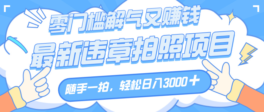 解气又赚钱的项目,随手一拍,轻松收入3000+,最新违章拍照赚钱六月网创-网创项目资源站-副业项目-创业项目-搞钱项目六月网创