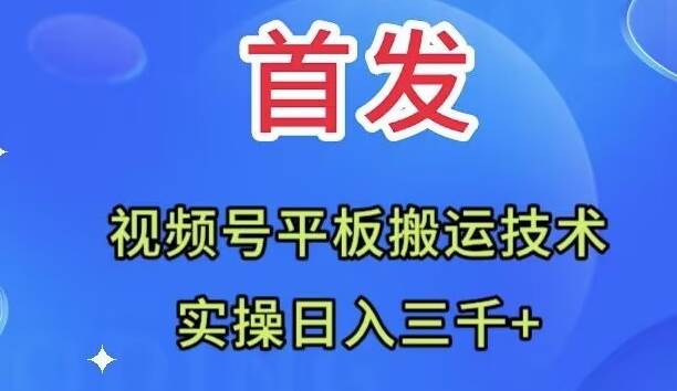 全网首发:视频号平板搬运技术,实操日入三千+六月网创-网创项目资源站-副业项目-创业项目-搞钱项目六月网创