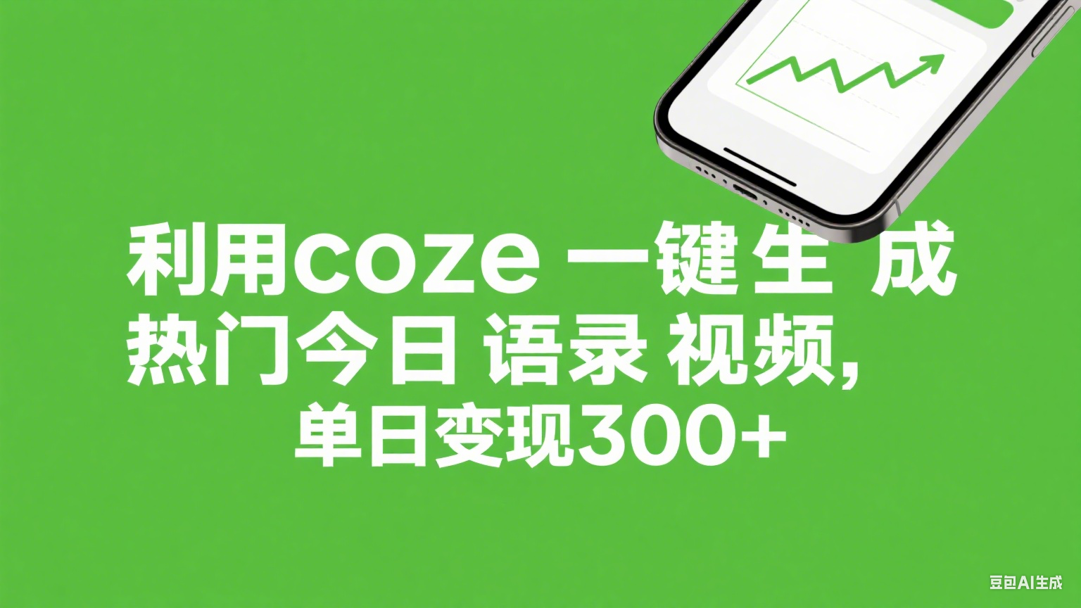 利用coze一键生成热门今日语录视频,单日变现300+六月网创-网创项目资源站-副业项目-创业项目-搞钱项目六月网创