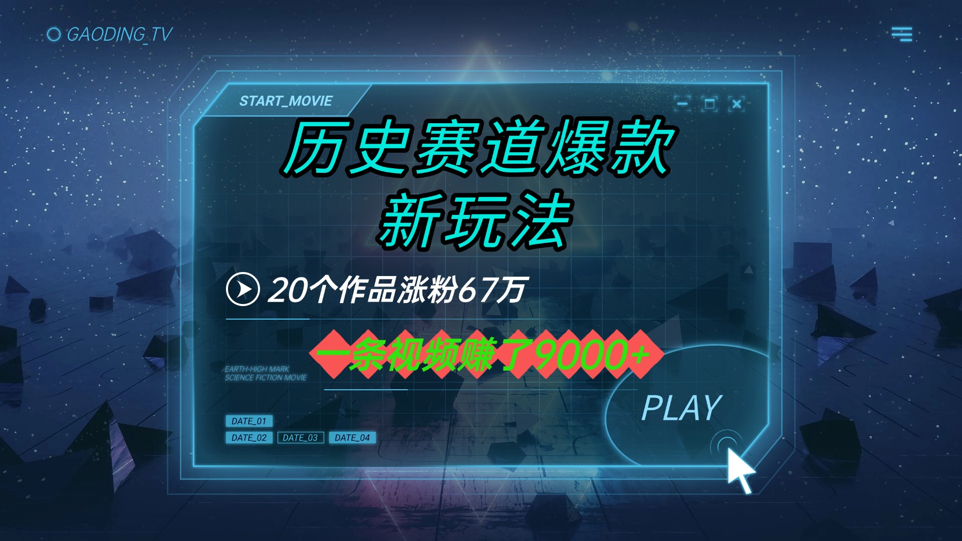 20个作品涨粉67万,一条视频赚了9000+,历史赛道爆款新玩法六月网创-网创项目资源站-副业项目-创业项目-搞钱项目六月网创