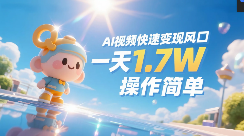 《Ai视频变现风口,一天1.7W,收入无上限,操作简单》六月网创-网创项目资源站-副业项目-创业项目-搞钱项目六月网创