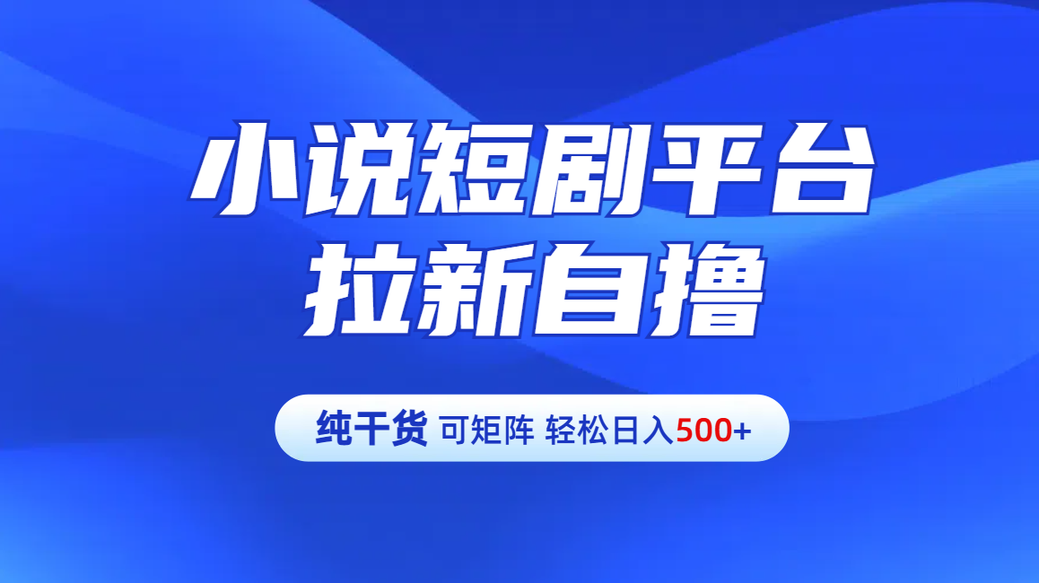 【纯干货】小说短剧平台拉新自撸玩法详解-单人轻松日入500+六月网创-网创项目资源站-副业项目-创业项目-搞钱项目六月网创