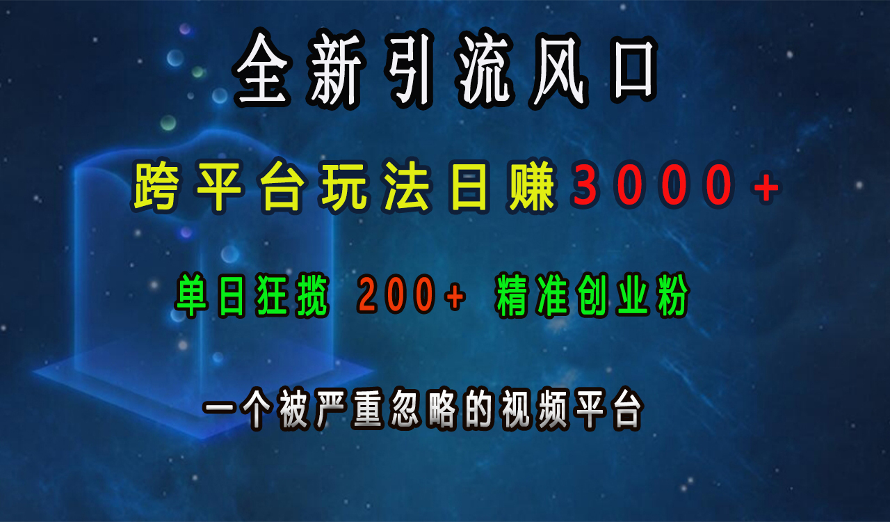 全新引流风口,跨平台玩法日赚3000+,单日狂揽200+精准创业粉,一个被严重忽略的视频平台六月网创-网创项目资源站-副业项目-创业项目-搞钱项目六月网创