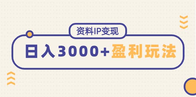 资料IP变现，持续性盈利玩法六月网创-网创项目资源站-副业项目-创业项目-搞钱项目六月网创