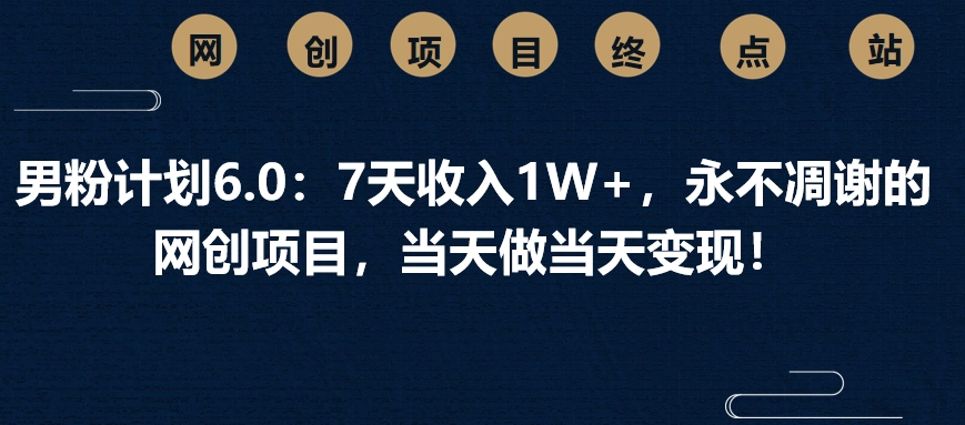 男粉计划6.0:7天收入1W+,永不凋谢的网创项目,当天做当天变现!六月网创-网创项目资源站-副业项目-创业项目-搞钱项目六月网创