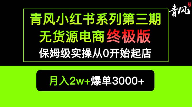 小红书无货源电商爆单终极版【视频教程+实战手册】保姆级实操从0起店爆单六月网创-网创项目资源站-副业项目-创业项目-搞钱项目六月网创