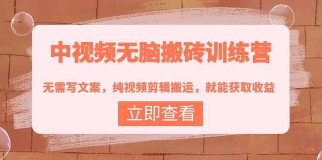 中视频无脑搬砖训练营:无需写文案,纯视频剪辑搬运,就能获取收益六月网创-网创项目资源站-副业项目-创业项目-搞钱项目六月网创