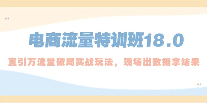 电商流量特训班18.0,直引万流量破局实操玩法,现场出数据拿结果六月网创-网创项目资源站-副业项目-创业项目-搞钱项目六月网创
