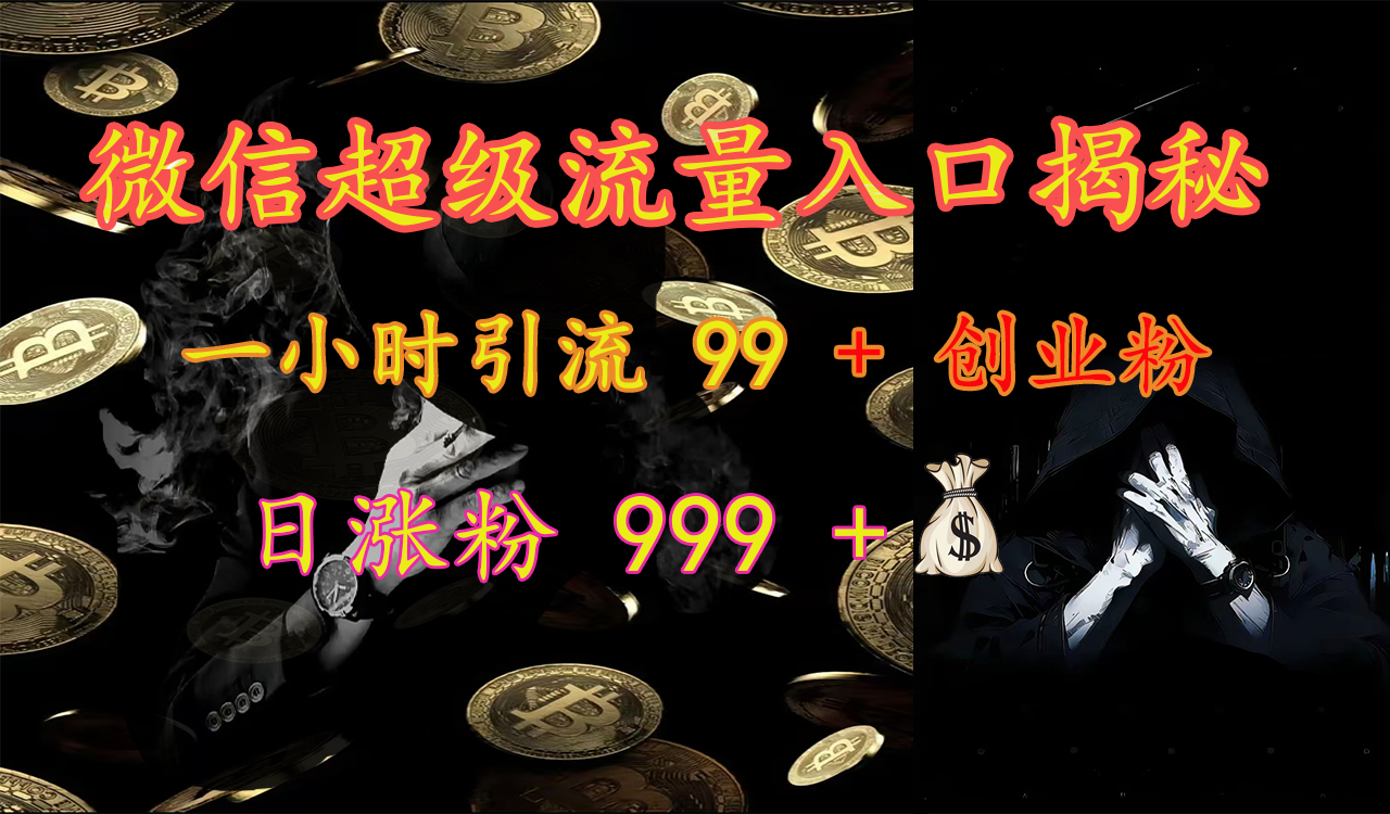 微信超级流量入口揭秘:一小时引流 99 + 创业粉,日涨粉 999 +【揭秘】六月网创-网创项目资源站-副业项目-创业项目-搞钱项目六月网创