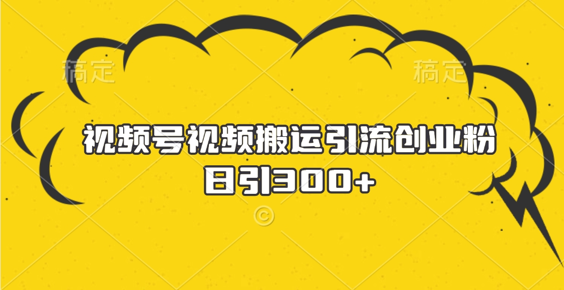 视频号视频搬运引流创业粉,日引300+六月网创-网创项目资源站-副业项目-创业项目-搞钱项目六月网创