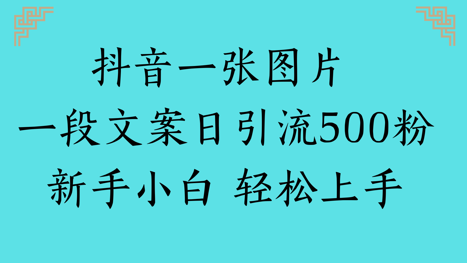 抖音一张图片 一段文案日引流500粉新手小白 轻松上手六月网创-网创项目资源站-副业项目-创业项目-搞钱项目六月网创