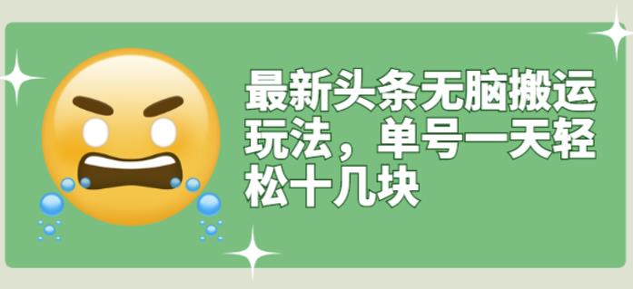 最新头条无脑搬运玩法，单号一天轻松十几块【视频教程+搬运软件】六月网创-网创项目资源站-副业项目-创业项目-搞钱项目六月网创