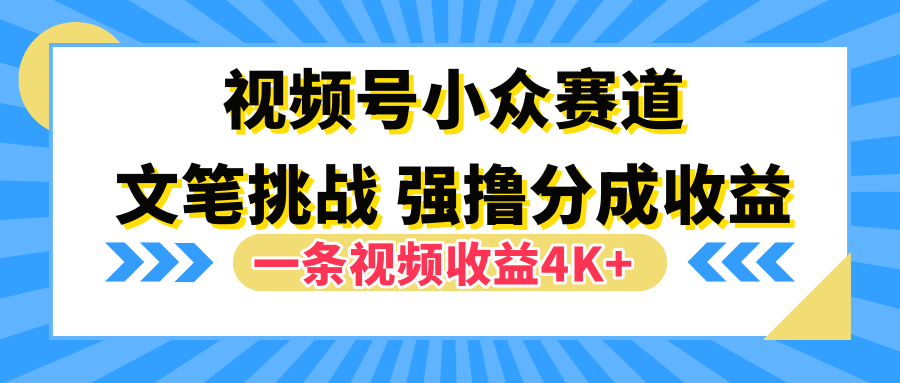 视频号小众赛道,文笔挑战,一条视频收益4K+六月网创-网创项目资源站-副业项目-创业项目-搞钱项目六月网创